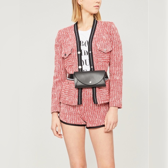 Maje Pants - NWT Maje Iveri Tweed Mini Shorts Red Black Trim